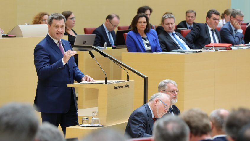 Ministerpräsident Dr. Markus Söder, MdL, hält seine erste Regierungserklärung im Bayerischen Landtag.