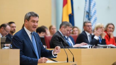 Ministerpräsident Dr. Markus Söder, MdL, im Plenarsaal des Bayerischen Landtags.