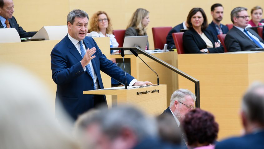 Ministerpräsident Dr. Markus Söder, MdL, hält am 27. September 2018 eine Regierungserklärung im Bayerischen Landtag.