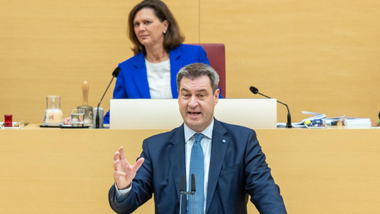 Ministerpräsident Dr. Markus Söder, MdL, hält am 10. Oktober 2020 eine Regierungserklärung zur Hightech Agenda Bayern im Bayerischen Landtag.