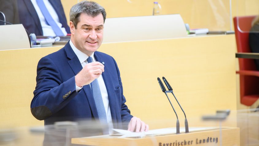 Ministerpräsident Dr. Markus Söder, MdL, hält eine Regierungserklärung zur aktuellen Lage der Corona-Pandemie vor dem Bayerischen Landtag.