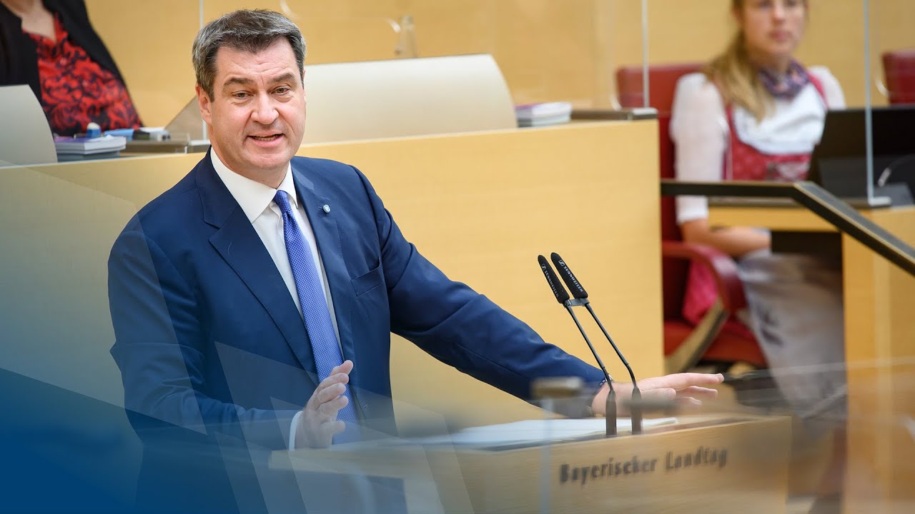 Ministerpräsident Dr. Markus Söder, MdL, hält am 21. Oktober 2020 eine Regierungserklärung zur Corona-Lage vor dem Bayerischen Landtag.