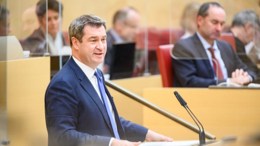Aktuelles zur Corona-Pandemie: Ministerpräsident Dr. Markus Söder, MdL, hält vor dem Bayerischen Landtag eine Regierungserklärung.