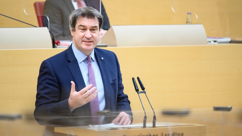 „Vorsicht mit Perspektive“: Ministerpräsident Dr. Markus Söder, MdL, hält seine neunte Regierungserklärung vor dem Bayerischen Landtag.