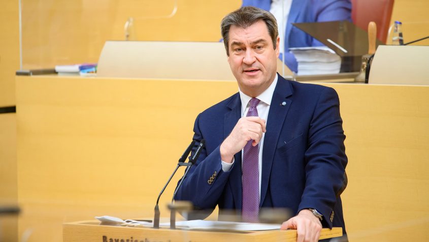 Ministerpräsident Dr. Markus Söder, MdL, hält eine Regierungserklärung zur aktuellen Corona-Lage im Bayerischen Landtag.