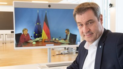 Impfgipfel: Ministerpräsident Dr. Markus Söder, MdL, bei der Videokonferenz mit Bundeskanzlerin Dr. Angela Merkel und den Regierungschefinnen und Regierungschefs der Länder.