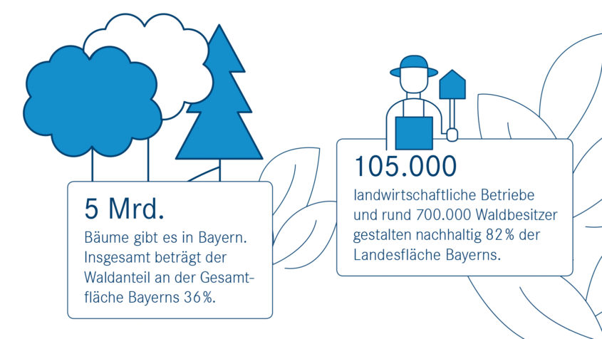 Informationen zur Umwelt in Bayern mit Text und Icons