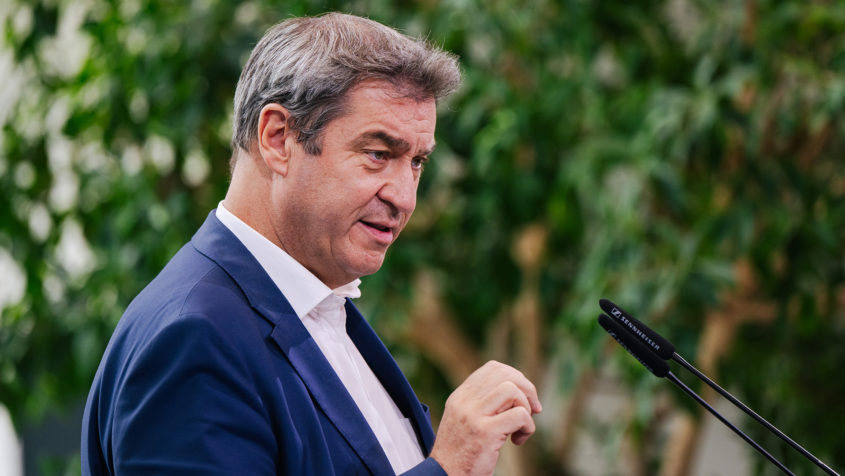 Beim SZ Nachhaltigkeitsgipfel 2023 hält Ministerpräsident Dr. Markus Söder eine Rede.