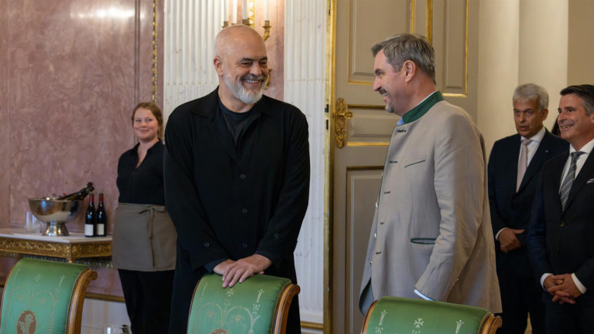 Ministerpräsident Dr. Markus Söder empfängt den albanischen Premierminister Edi Rama im Prinz-Carl-Palais.