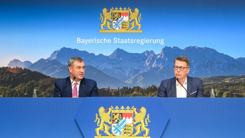 Die Pressekonferenz mit Ministerpräsident Dr. Markus Söder ...