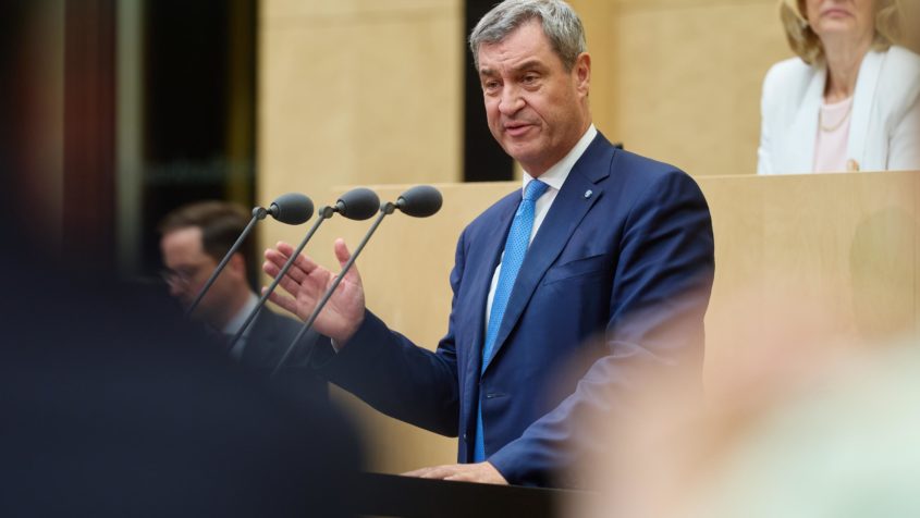 Ministerpräsident Dr. Markus Söder hält eine Rede in der ...